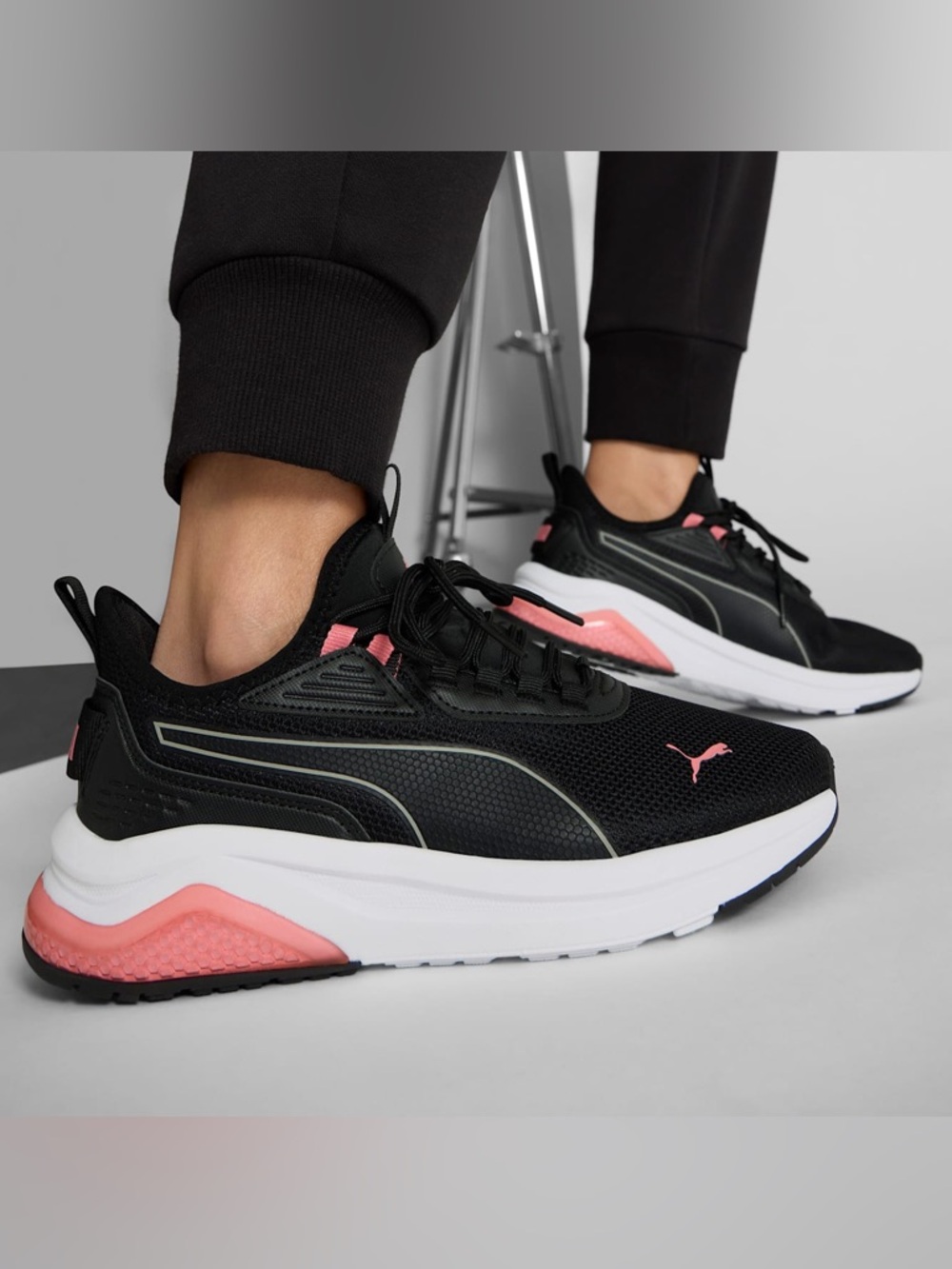 PUMA Cell Vive Clean Women's Running Shoes Black Pink Coral Size 8.5